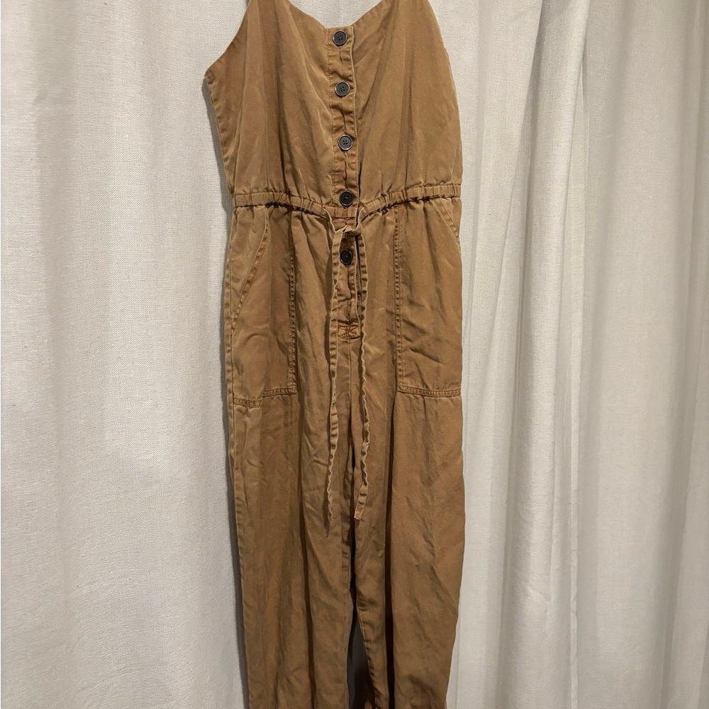 Alice + Olivia Brown Button-Front Jumpsuit